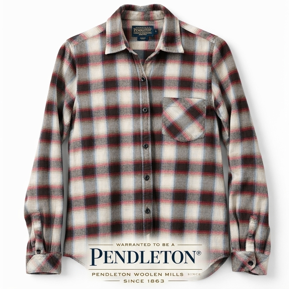 Pendleton Plaid Button Down Shirt Women’s Small Wool Blend Flannel Western.